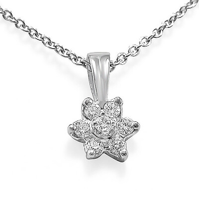 0.25 Ct Round Diamond Women's Cluster Pendant Necklace 14k White Gold G VS1 16'' 