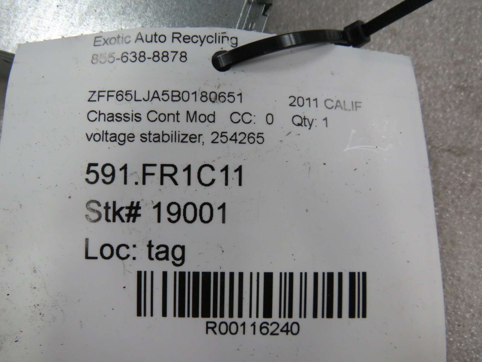 Ferrari California, Voltage Stabilizer Control Module, Used, P/N 254265