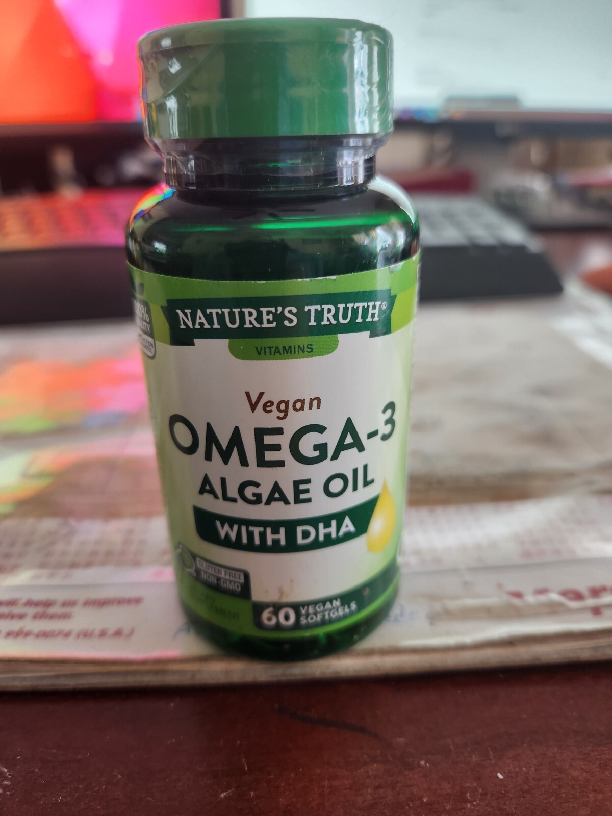 Omega 3 Algae Oil | 60 Softgels | With DHA | Vegan, Non-GMO | by Nature's Truth
