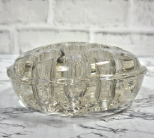 Vtg Depression Glass Floral Frog Clear 70s flower arranger 13 holes
