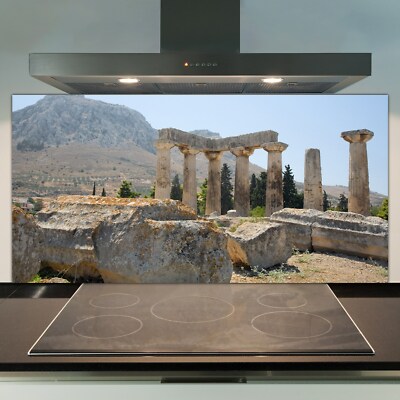 Küchenrückwand Wandschutz ESG Deko Glas 100x50 Apollo Tempel in Korinth