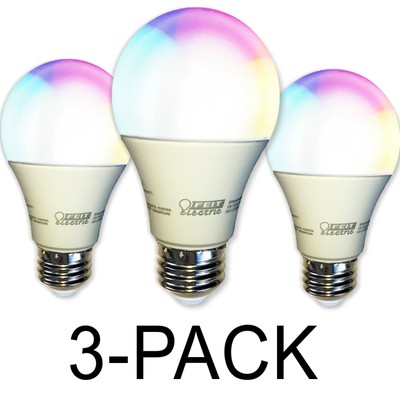 3-PACK FEIT Smart Light Bulb Color Changing Dimmable Tunable White WiFi
