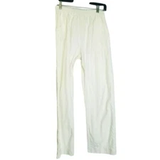 Embroidered White Pants Bohemian Casual Comfy Lounge Pants Pockets Pull On sz M
