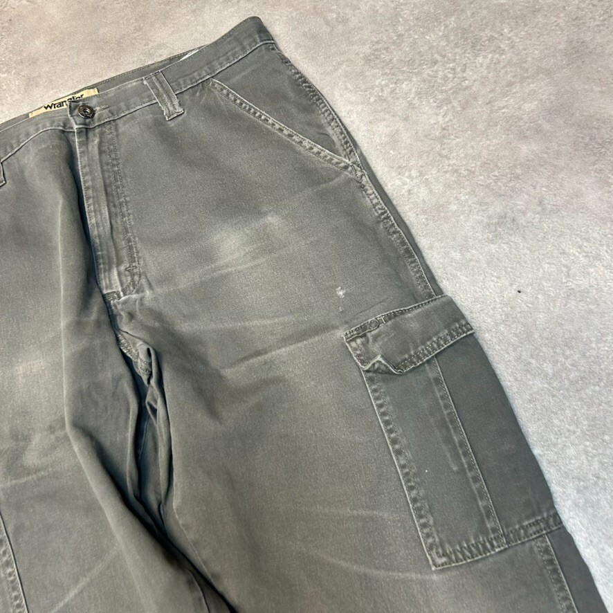 Wrangler Cargo Trousers Mens 34" Y2K Baggy Fit Straight Leg Workwear Pants Black image 5