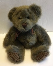 First  Main MINKY Brown Teddy Bear Plush Corduroy Feet Stuffed 9" 1402