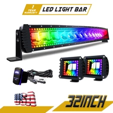 32" inch 180W Off-road Led Light Bar w/ RGB Halo Ring Chasing & Remote Kits