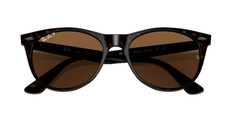 New Ray-Ban Unisex Polarized RB2185 Wayfarer II Round Sunglasses Polished Havana