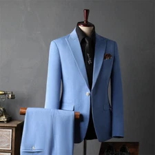 Mens Blazers Vest Coats Pants Formal Dress One button 3Pcs Suits Wedding Jackets