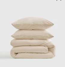 Quince Classic Organic Percale Duvet Cover Set Full Queen Ivory BRAND NWOT