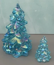 Mosser Glass Christmas Tree Set - 2 sizes - BUFFETT BLUE CARNIVAL Holiday Decor