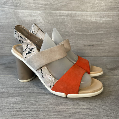 Clarks Damen-Wildledersandale orange UK-Größe 4,5 D gemustert Imali Jasmin