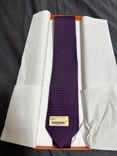 HERMES Tie Fasone All H Pattern H Weave Purple Violet Silk