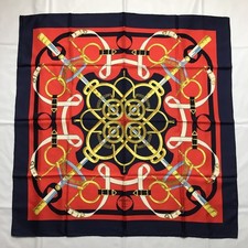 HERMES Eperon d'Or Carre 90 Silk 100 Scarf Multicolor Tags No Box Used.