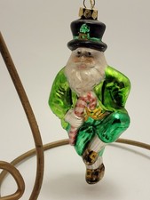 Irish Santa Blown Glass Christmas Ornament