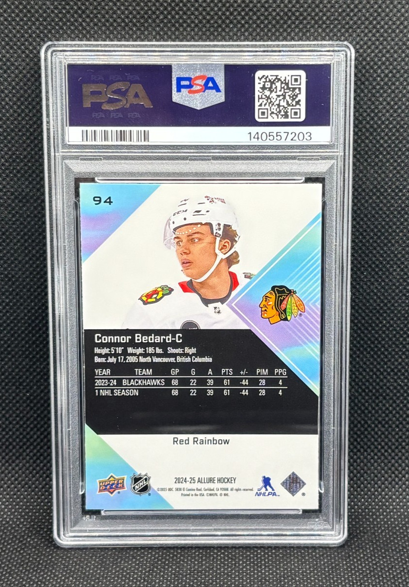 CONNOR BEDARD Red Rainbow PSA 10 Gem Mint - 2024-25 Upper Deck Allure Hockey #94 view 2