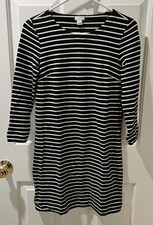 J.Crew navy blue & white striped dress women's Sz XXS Classic Preppy cotton knit