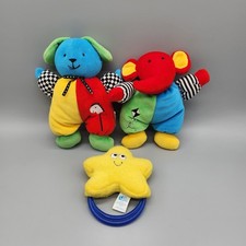 Vintage Eden Puppy Elephant Plush Rattle Baby Toys Lot  Star 1st Years Read