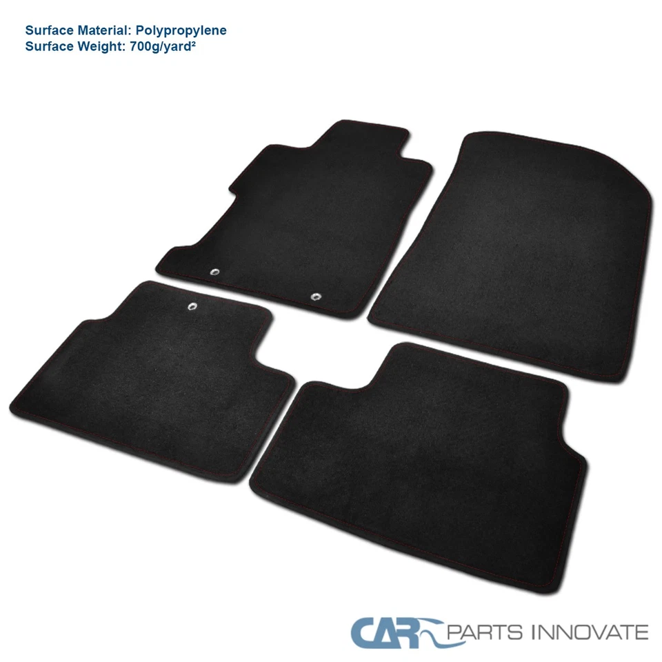 Fits Honda 06-10 Civic 2Dr Coupe Front & Rear Floor Mats Carpet w/ Red Stitch Foto 4 de 4