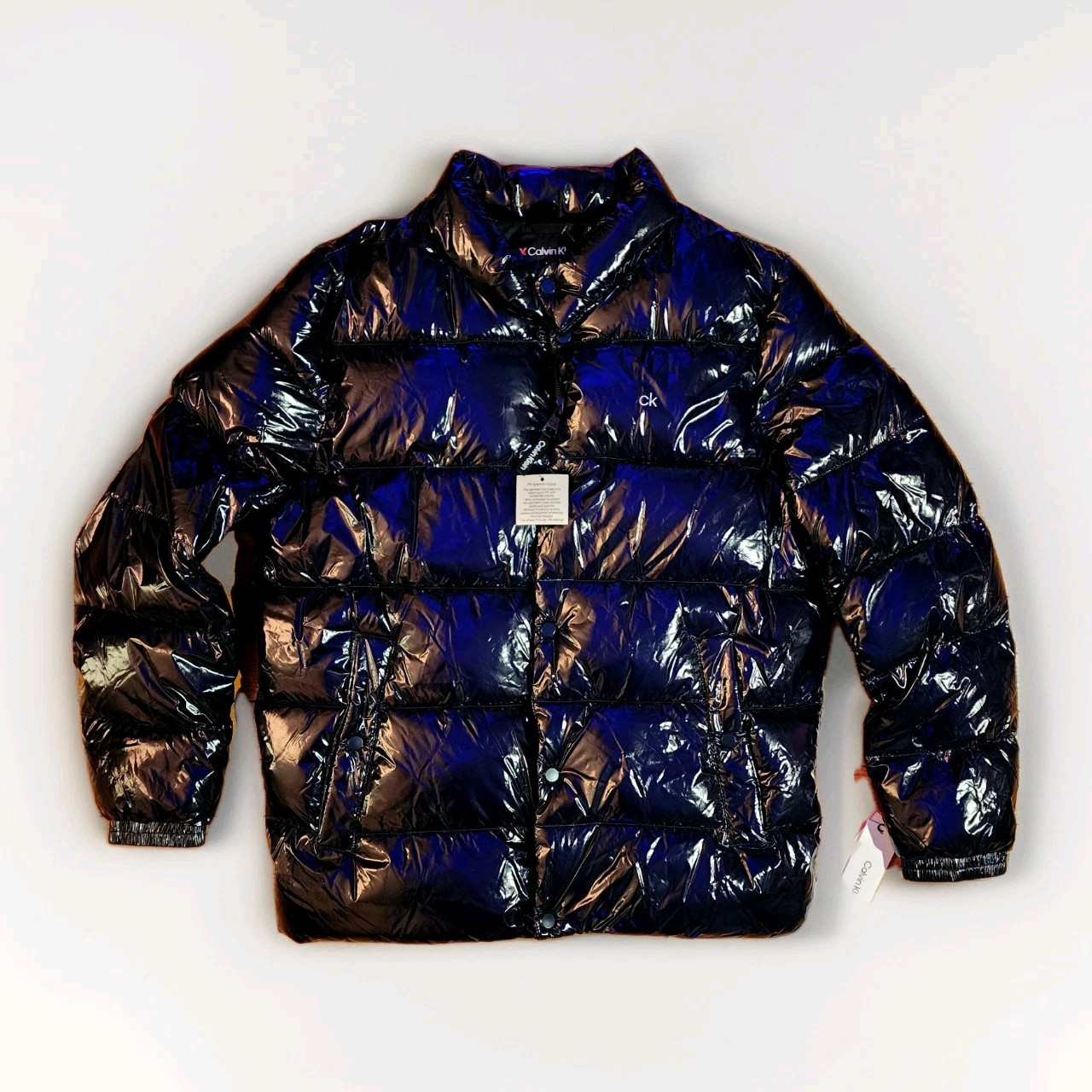 Calvin Klein Men's Black Puffer Jacket Glossy Shiny Sorona Aura Medium CM152963