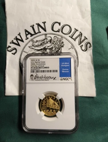 2025W Eagle G$5 US Marine Corps First day of Issue PF70 Ultra Cameo