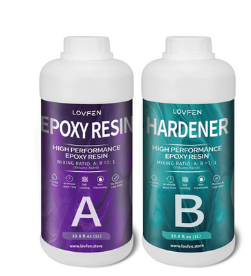 LOVFEN 64oz Crystal Clear Epoxy Resin Kit 1:1 Casting & Table Top
