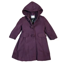 Rothschild Hooded Wool Blend Coat Rosette Buttons Pockets Girls Sz 4T