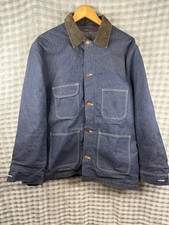 VINTAGE Big Ben Coat Mens Lined Denim Work Jacket wrangler barn Blue