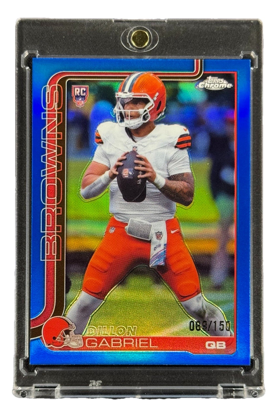 Dillon Gabriel 2025 NFL Topps Chrome Rookie #317 Browns True Blue Refractor /150