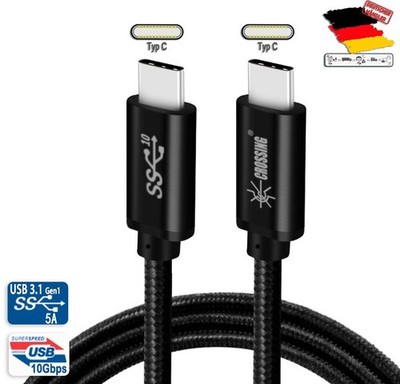 USB 3.1 Gen2 USB C 100W 10Gbps 4K Schwarz TypC to TypC 20V/5A USB C Kabel
