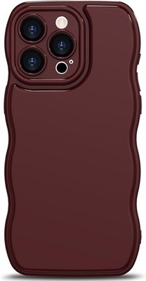 iPhone 15 Pro Case Wave, Curly Frame Design for Women Girls, Cute Wavy Solid Col