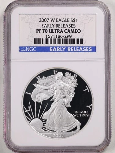 2007-W 1oz Proof Silver American Eagle PF70UCAM NGC 1571186-299 Early Releases