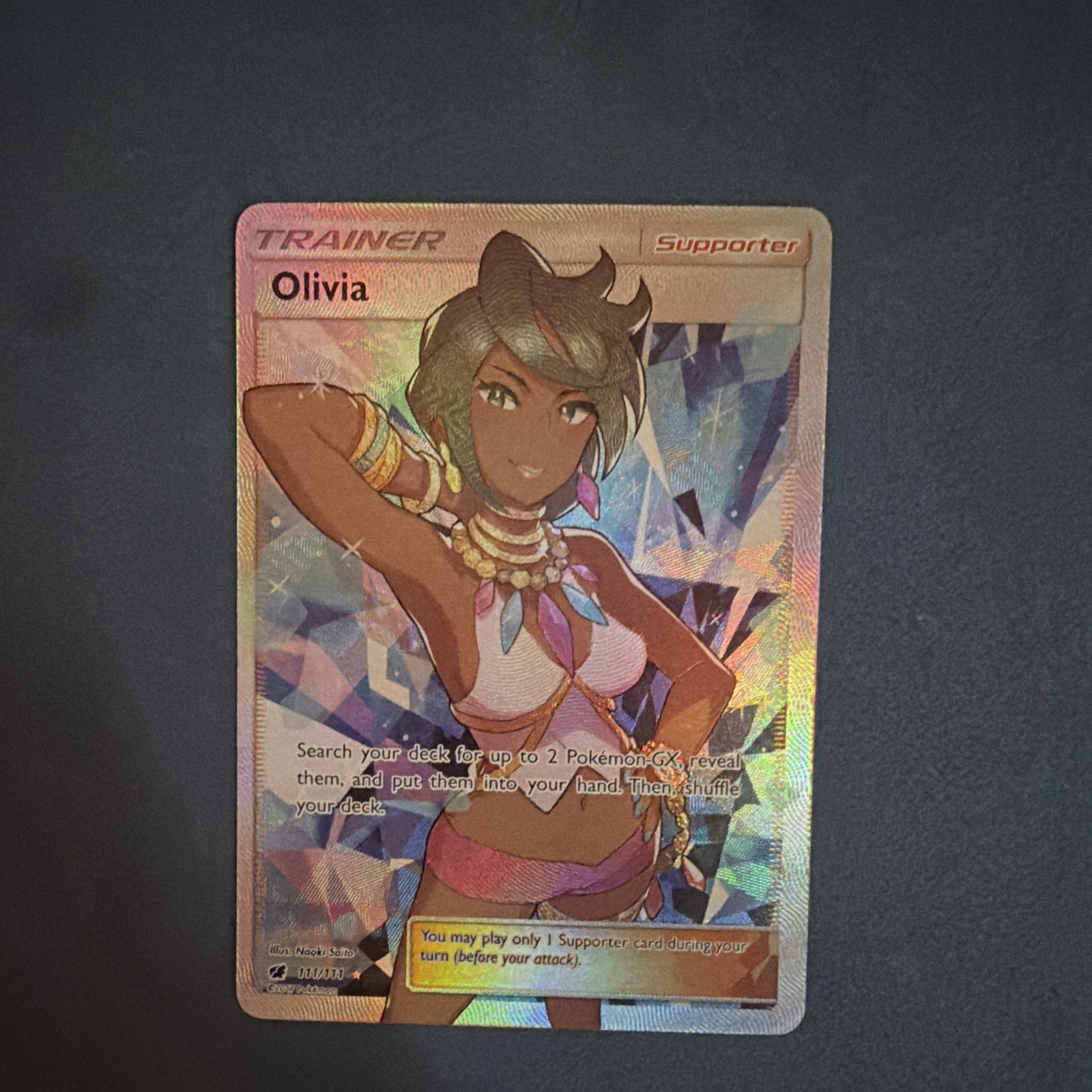 Pokemon TCG Olivia 111/111 SM Crimson Invasion Full Art Holo Ultra Rare EN 2017