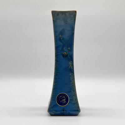 Signierte Gres Montgolfier Keramik Vase Frankreich Vintage Blau Floral Signatur