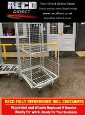 REFURBISHED 3 SIDED MESH ROLL CAGE CONTAINER TROLLEY WAREHOUSE 