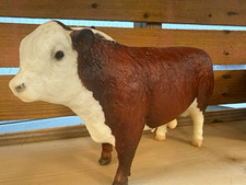 Brown & White Cow Figurine Plastic Farm Animal Collectible Decor Statue