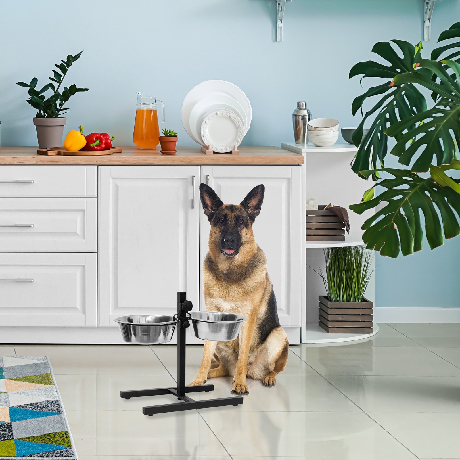 Set da 2 accessori per cani Cuccia pieghevole Sgabello con ciotole 1,6 L foto 2