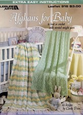 OOP LEISURE ARTS AFGHANS FOR BABY TO KNIT/CROCHET PATTERN LEAFLET 916
