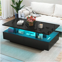 LED Coffee Table Wooden 4 Drawer Storage High Gloss Modern Living Room Furniture