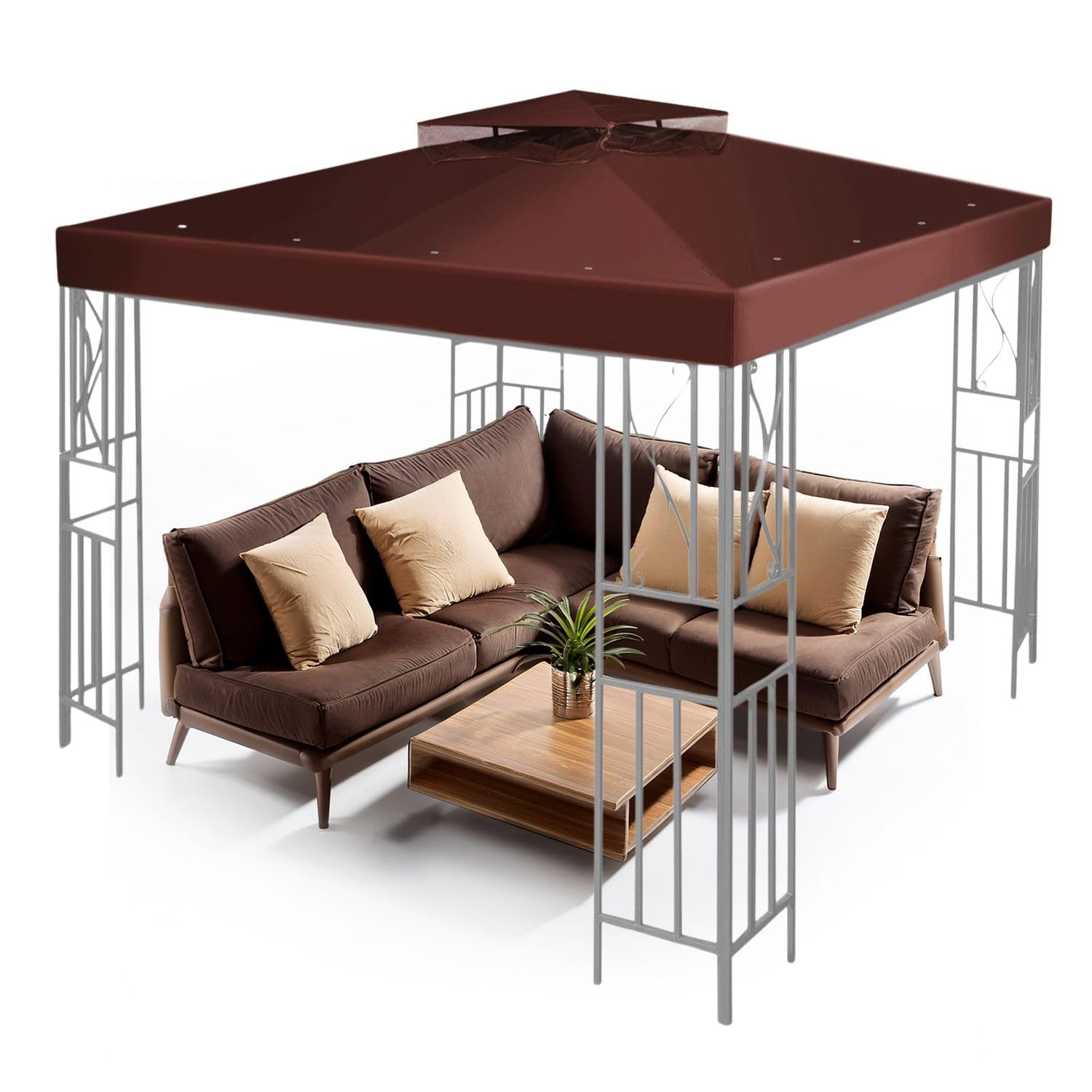 Replacement 8x8 Ft Uv30+ Water Resistant Double Tier Brown