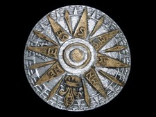 SK15125 VINTAGE 1970s  COMPASS  SOUTHWESTERN DESIGN ART BELT BUCKLE