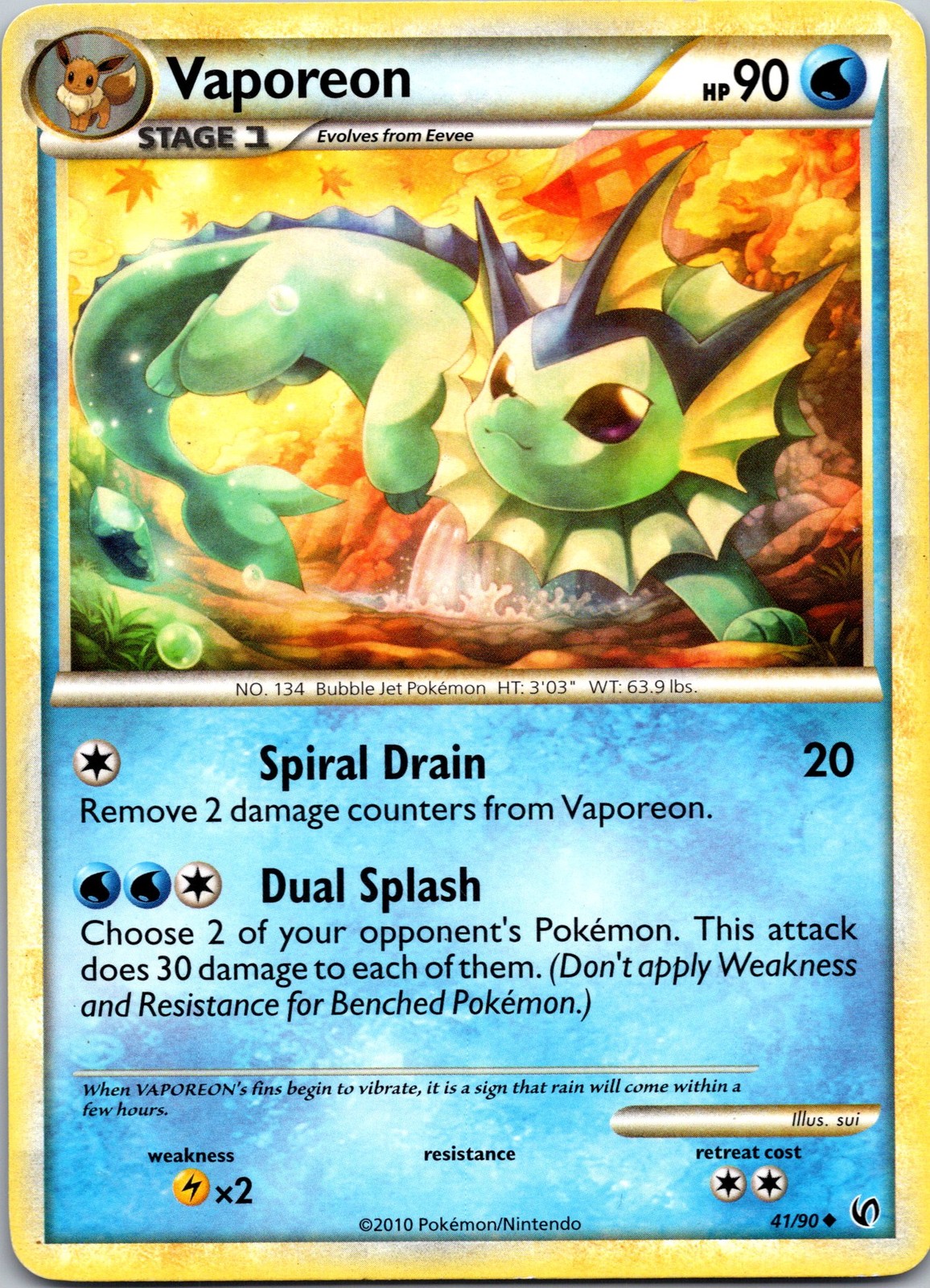 Vaporeon 41/90 Uncommon Undaunted LP Pokemon TCG
