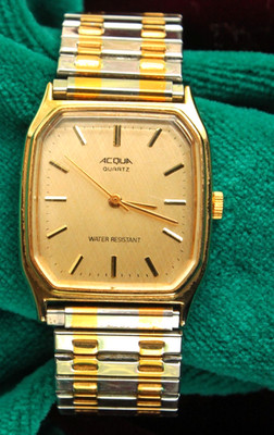 HANDSOME Vintage Acqua by Timex Men's Octagonal Sunburst Dial Watch with Speidel