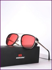 Occhiali da sole Tony Stark uomo donna steampunk uomo vintage rosso sfumato