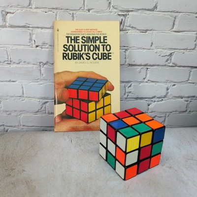Vintage Rubik's Cube 3x3 Puzzle & The Simple Solution Book James G Nourse 1981