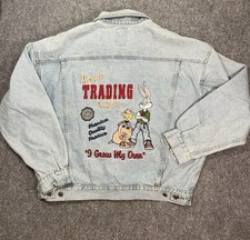 Vintage Looney Tunes Demin Trucker Jacket Sz XL Embroidered Bugs Tweety VTG 90's