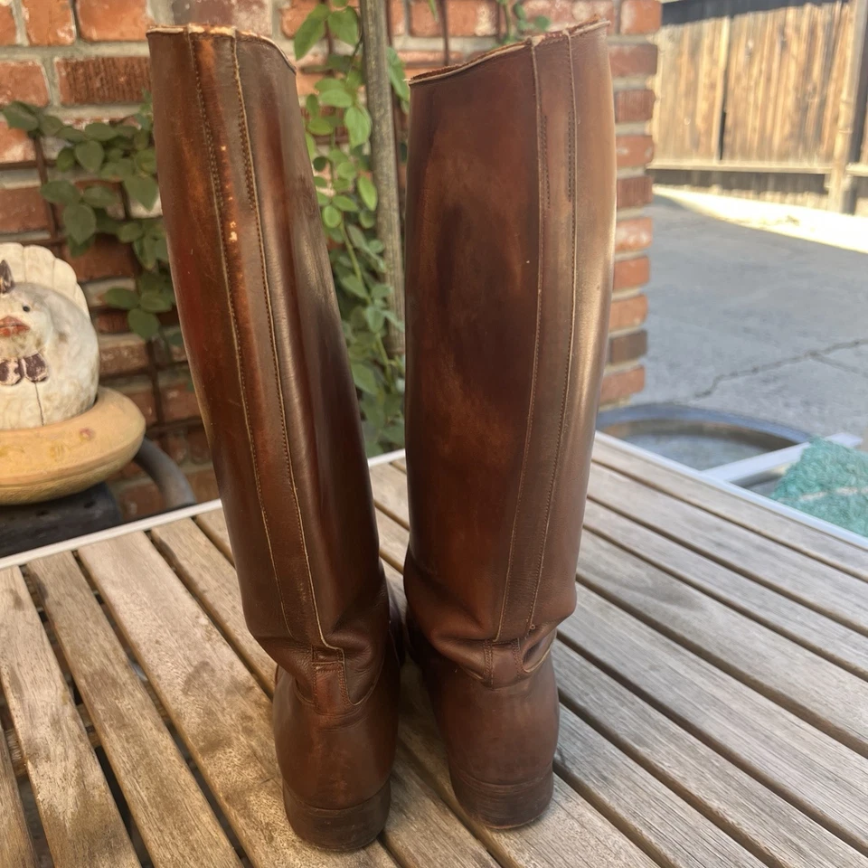 Винтажный ручной работы коричневой кожи конный мотоциклетные ботинки размер 8,5 мужской 9,5 женщин - Изображение 2 из 4