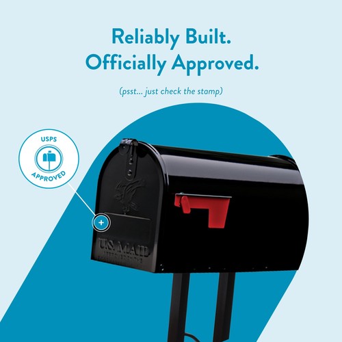 Mailbox to Go Galvanized Steel Mailbox and Post Kit, MC11KITBAM, Black, Mediu... - Picture 8 of 9