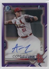2021 Bowman Draft Chrome Pick Purple Refractor /250 Austin Love #CDA-AL Auto 1k5