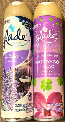 2 Pack Glade Air Freshener Spray - 1x Happy-Go-Lilac 1x Tranquil Lavender Aloe