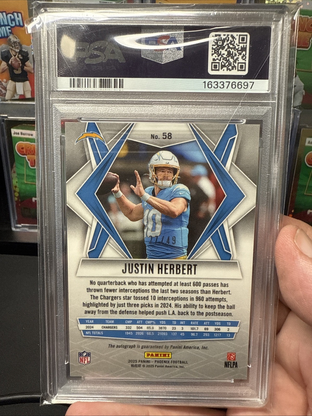 2025 Panini Phoenix - Justin Herbert #58 Lava Autographs /49 (AU) view 2